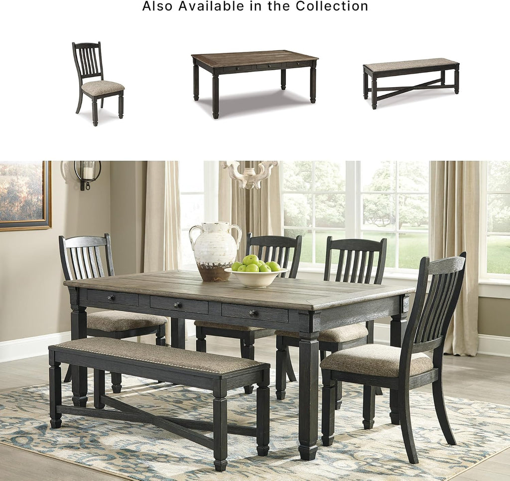 Signature Design by Ashley Tyler Creek Dining Room Upholstered Side Chair, 2 Count, Solid Wood, 19.25' H, Black and Grayish Black