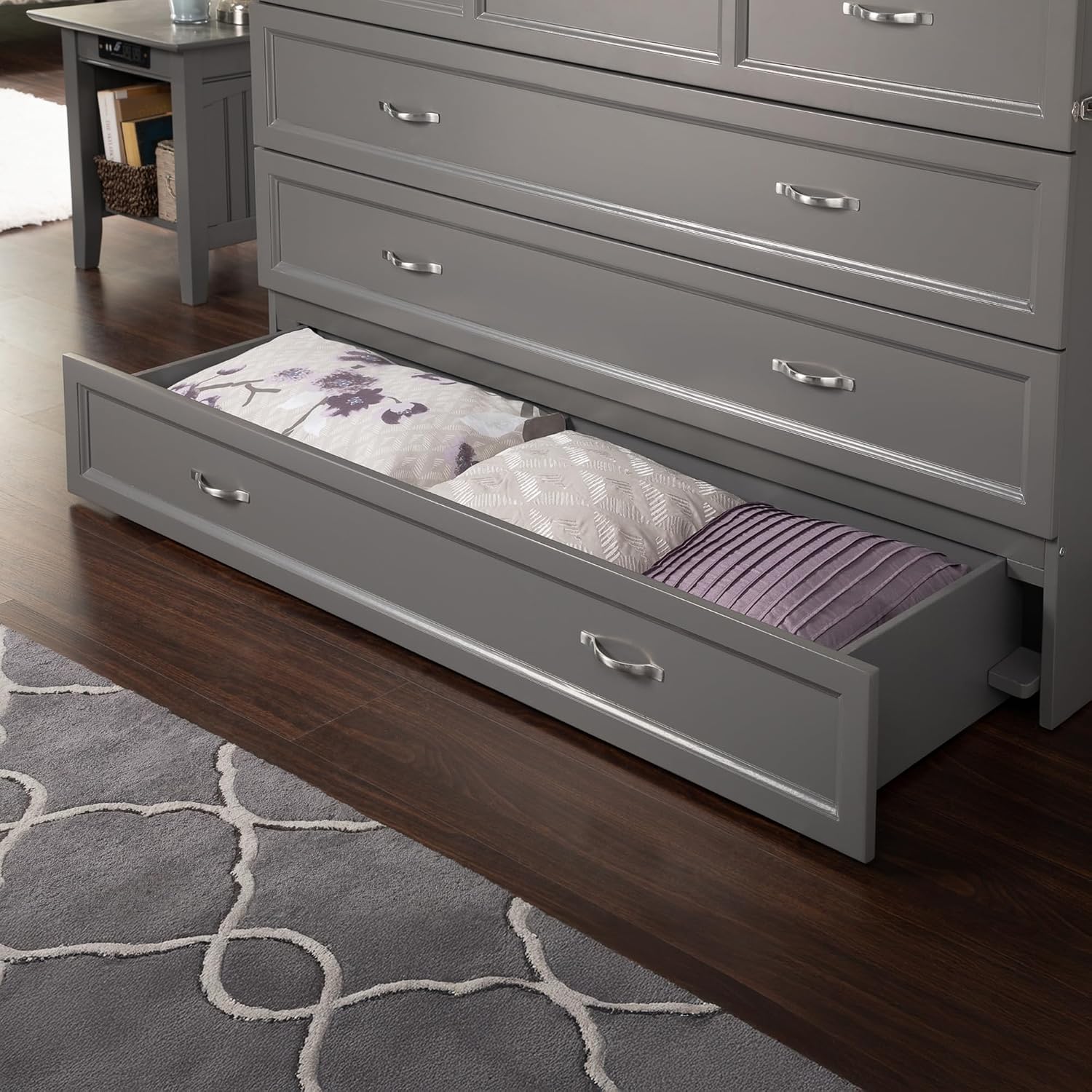 AFI Deerfield Murphy Bed Chest with Charging Station, Queen, Grey