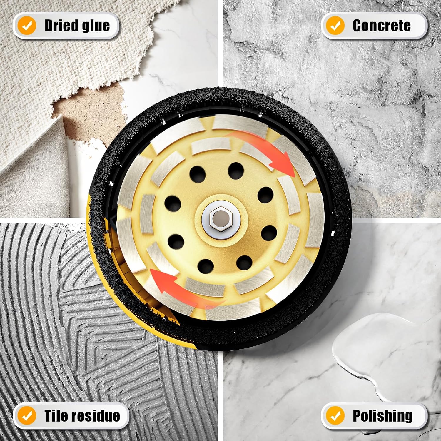 FUTURELAB® 7' 7-Inch Concrete Surface Grinder，Angle Grinder Kit with Dust Shroud, floor grinder, 2200W Motor,Auxiliary Handle, Diamond Wheel, 90° Seamless sanding for Floor, Wall, Adhesive and Ceiling