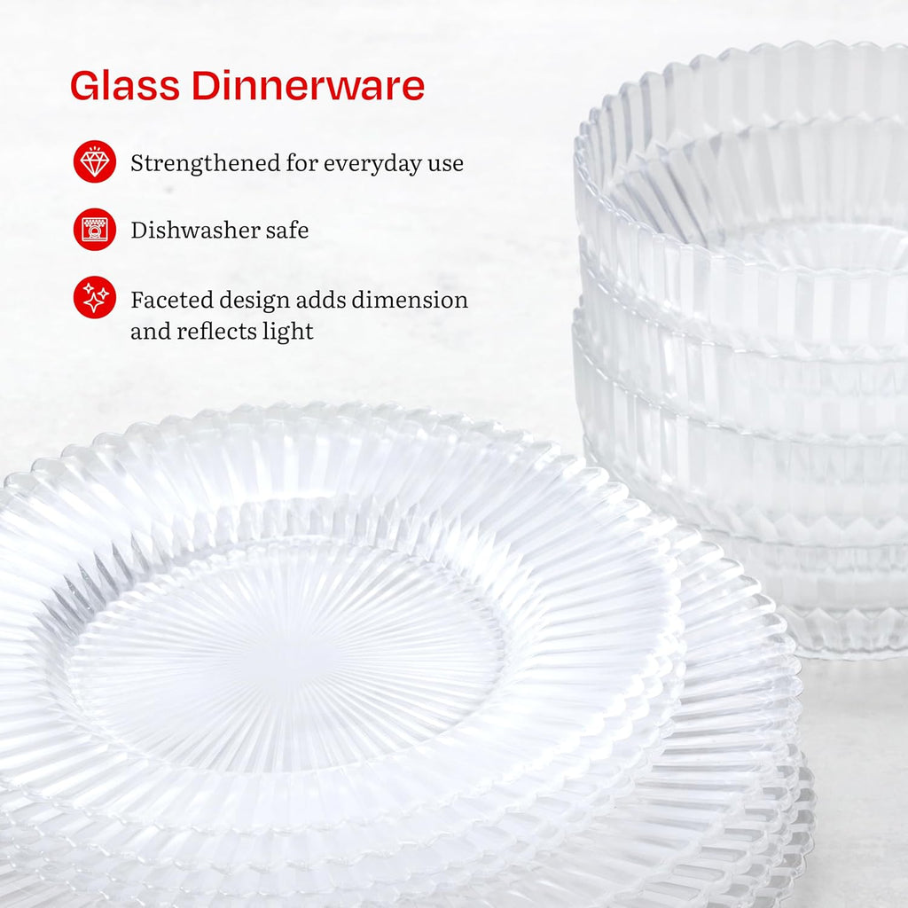 Eater x Zwiesel Fortessa Seraphina Glass, 12 Piece Dinnerware Set (Service for 4), Clear
