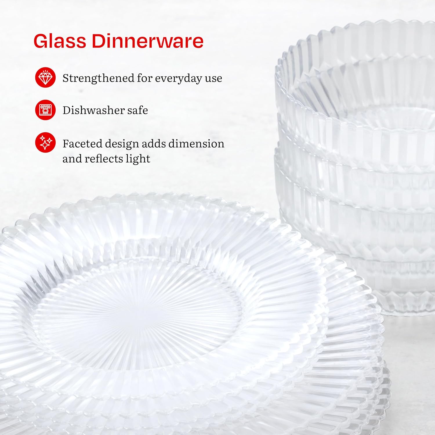 Eater x Zwiesel Fortessa Seraphina Glass, 12 Piece Dinnerware Set (Service for 4), Clear