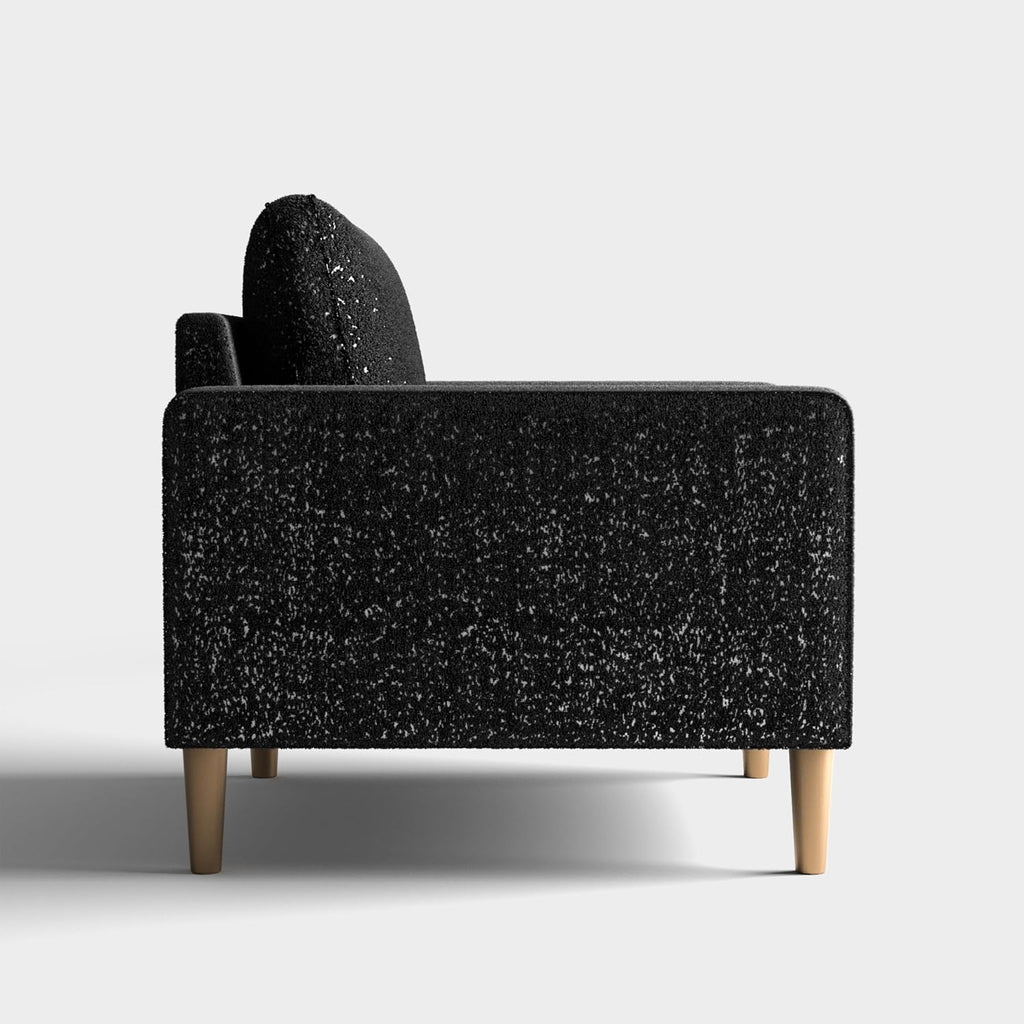 Furniture of America Oriana Contemporary Boucle Fabric 3-Piece Sofa Set with Back Pillows and Wooden Legs, Accent Furniture Sets for Living Room, Home Office, Bedroom, Lounge, Black