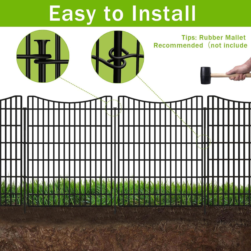 15 Panels Garden Fence Animal Barrier, 33 in(H) X 36 ft(L) Dog Fence Outdoor for Yard with Lock, Tall Metal Fencing with Ground Stakes, Temporary Fencing for Dog, Rabbits, and Patio Border