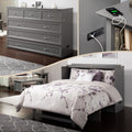 AFI Deerfield Murphy Bed Chest with Charging Station, Queen, Grey