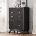 Royal Windsor Fluted 5 Drawers Dresser for Bedroom,43' Tall Wooden Dresser Chest of Drawers,Curved Profile Design,Storage Organizer for Living Room,Hallway,Black