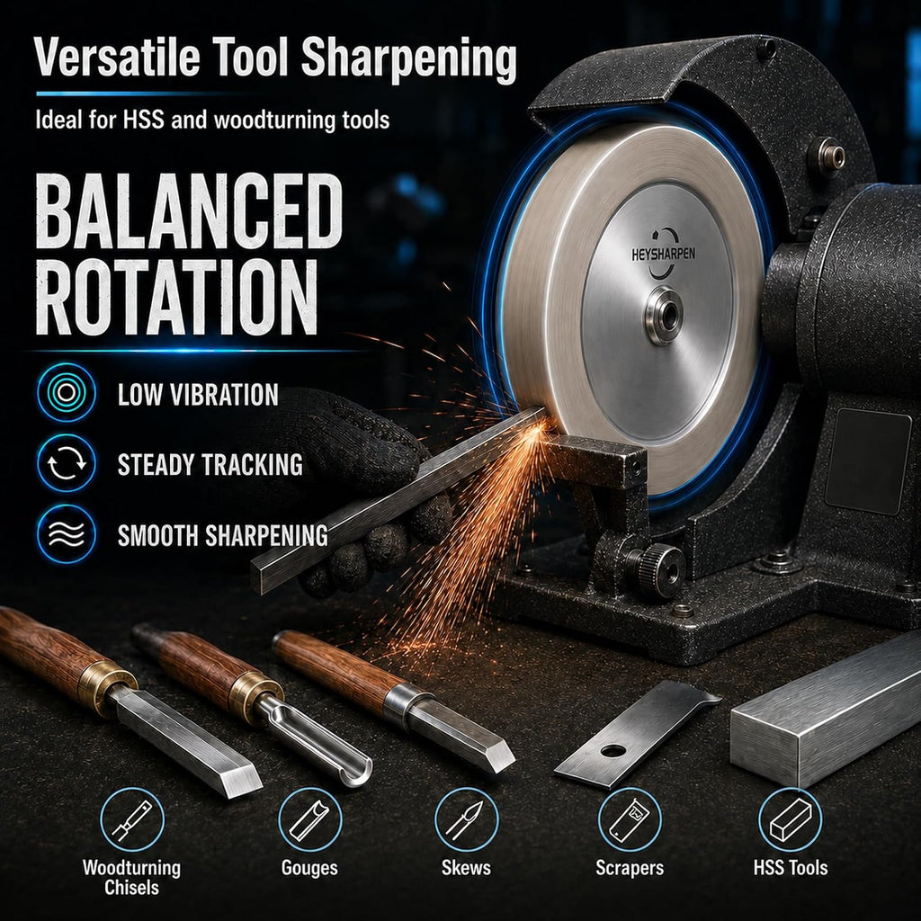 Mega Square CBN Grinding Wheel 8 Inch 80 Grit, 1.5' Wide Electroplated CBN Bench Grinder Wheel, 5/8' Arbor, 1' Side Face, for Woodturning Tools, HSS Lathe Tools, Chisels, Knives and Sharpening