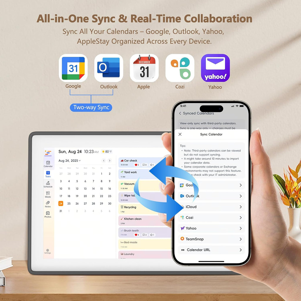 15.6' Digital Wall Calendar–2026 Smart Digital Calendar Planner w/Touchscreen Chore Chart, Meal Planner & Calendar Sync – Ideal Thanksgiving, Christmas & New Year Gifts for Moms, Parents & Families