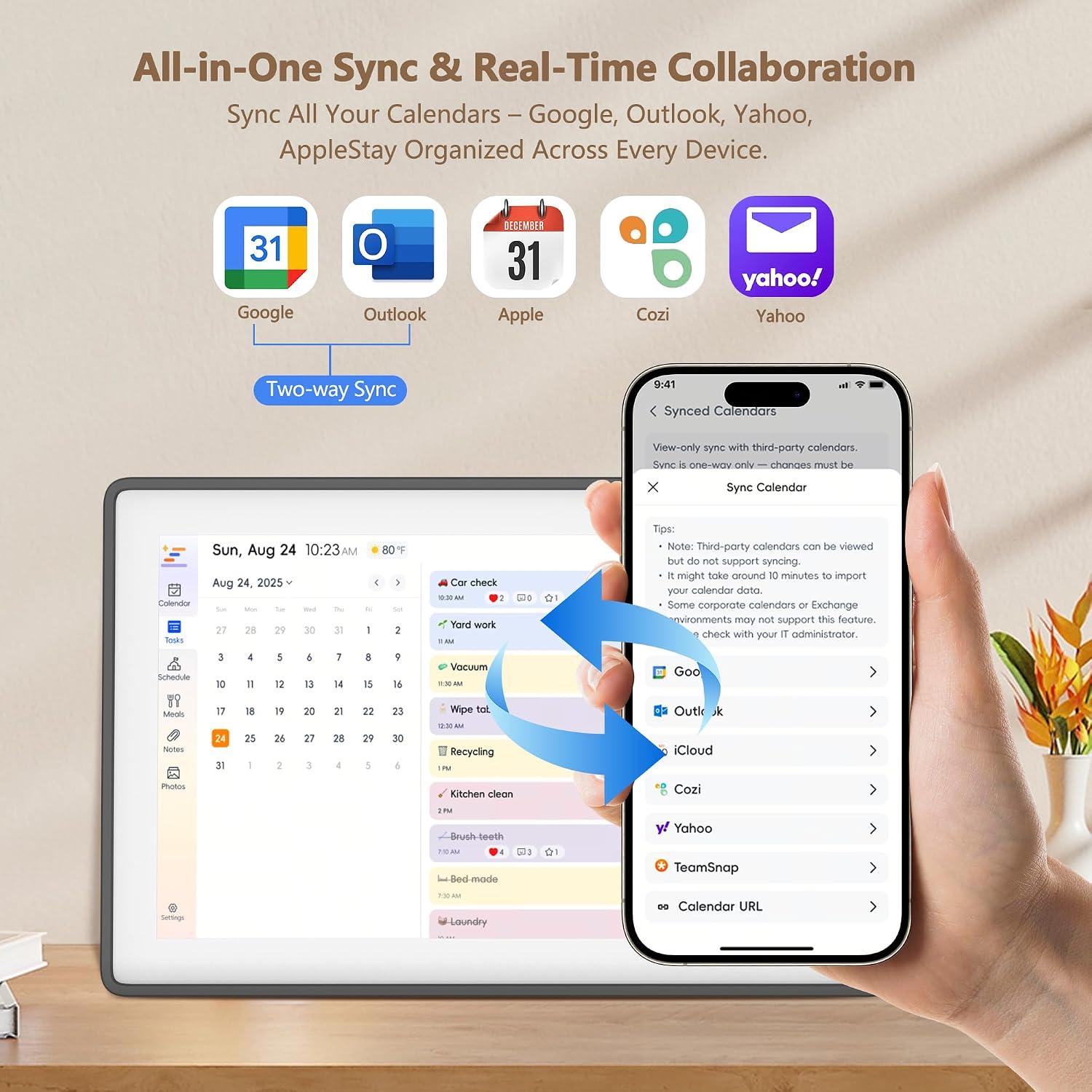 15.6' Digital Wall Calendar–2026 Smart Digital Calendar Planner w/Touchscreen Chore Chart, Meal Planner & Calendar Sync – Ideal Thanksgiving, Christmas & New Year Gifts for Moms, Parents & Families
