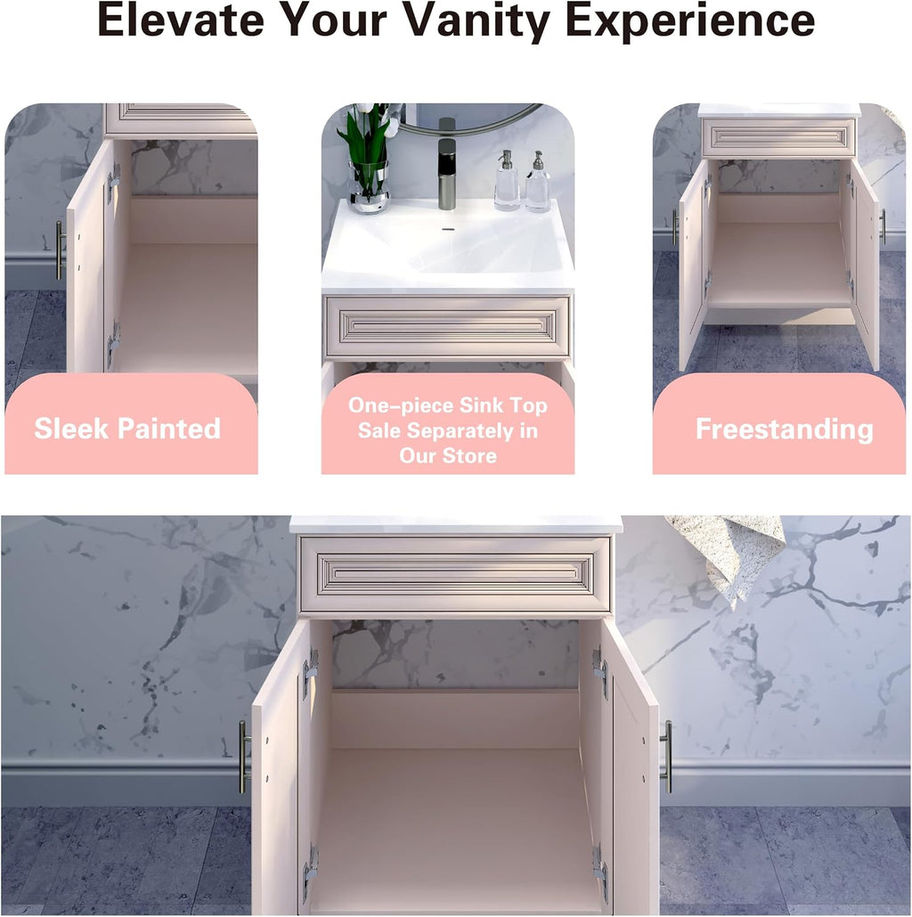 Bathroom Vanity Sink Base Ready-to-Assemble Bathroom Cabinet 24'/30'/36' Width (Vanity Base in Antique Whaite, 30 inch)