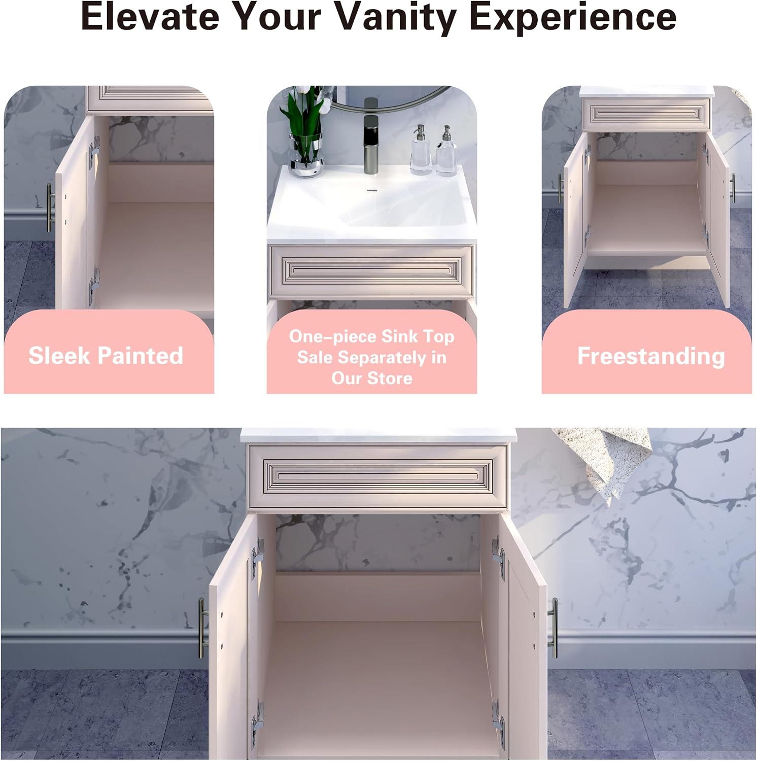 Bathroom Vanity Sink Base Ready-to-Assemble Bathroom Cabinet 24'/30'/36' Width (Vanity Base in Antique Whaite, 30 inch)