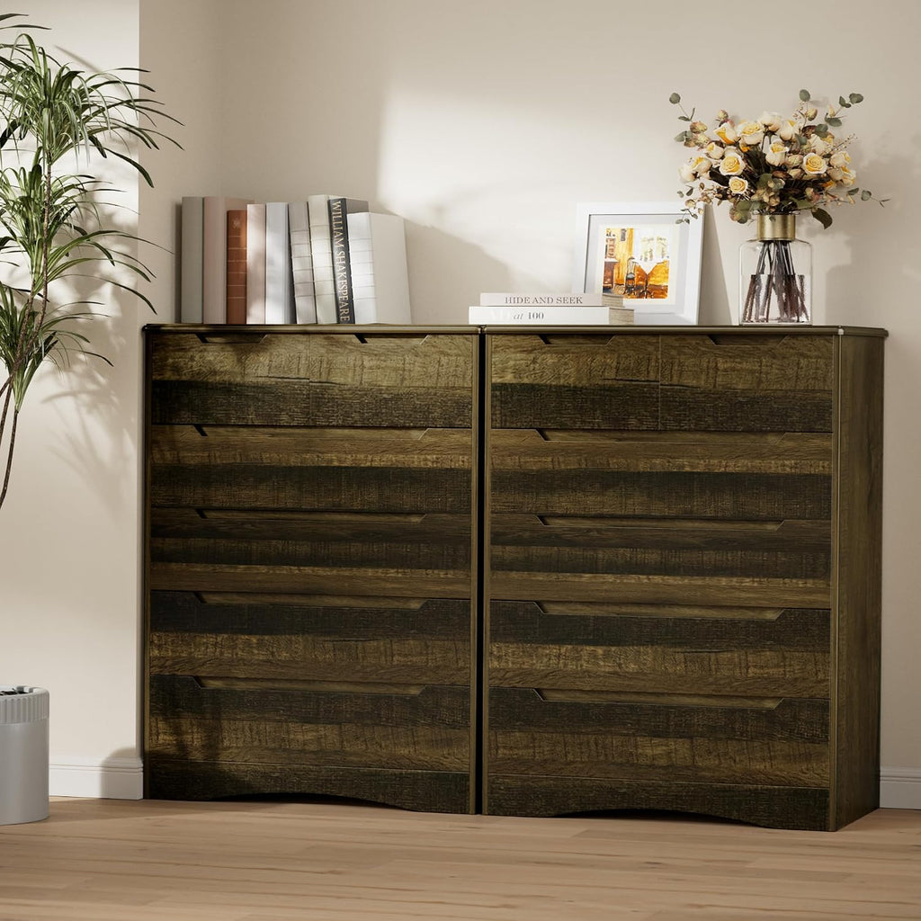 Gizoon 6 Drawer Dresser, Chest of Drawers with Large Storage, Dark Brown Dressers for Bedroom, Tall Dresser and Organizer with Anti-Tripping, Wooden Cabinet for Office, Living Room, Entryway
