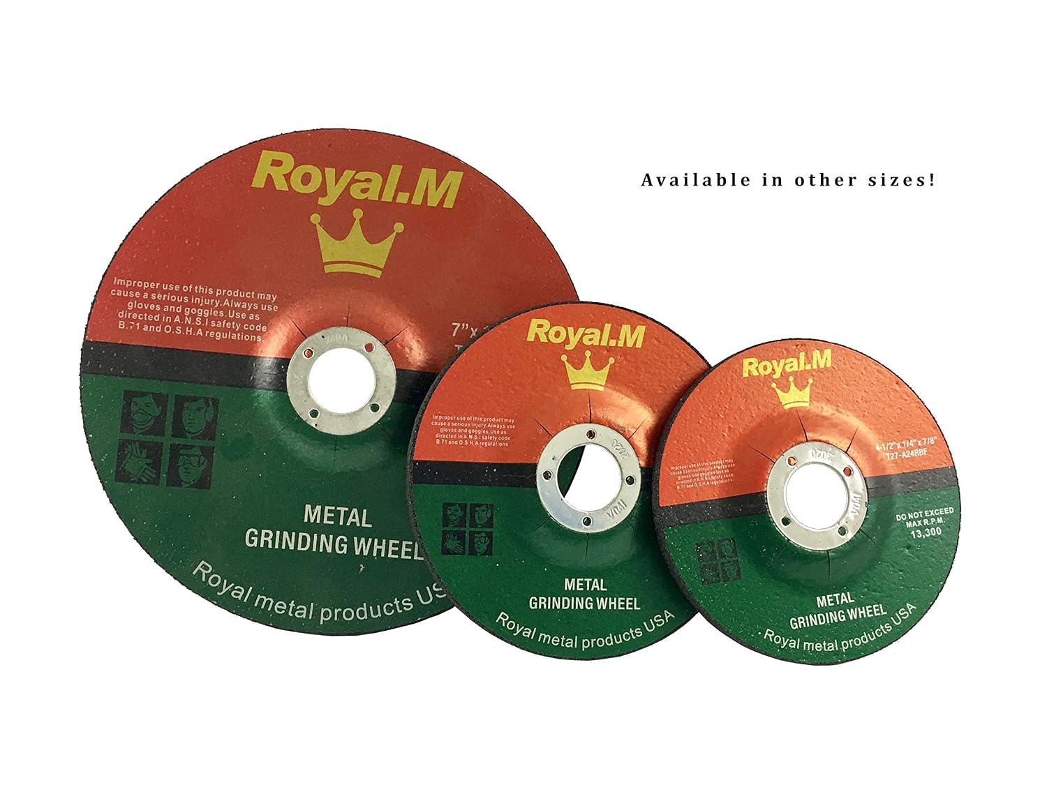 7' x 1/4' x7/8' Metal Grinding Wheel/Grinding Discs/Angle Grinders - 50 pcs.