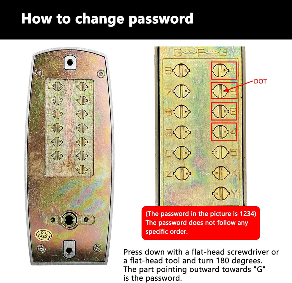 Mechanical Entry Door Lock, 14 Digital keypad,Weatherproof deadbolt with Handle, Security Heavy Duty Outdoor Lock Without Electronic, Easy Installation, for Home, Yard-gate, Office, Chrome