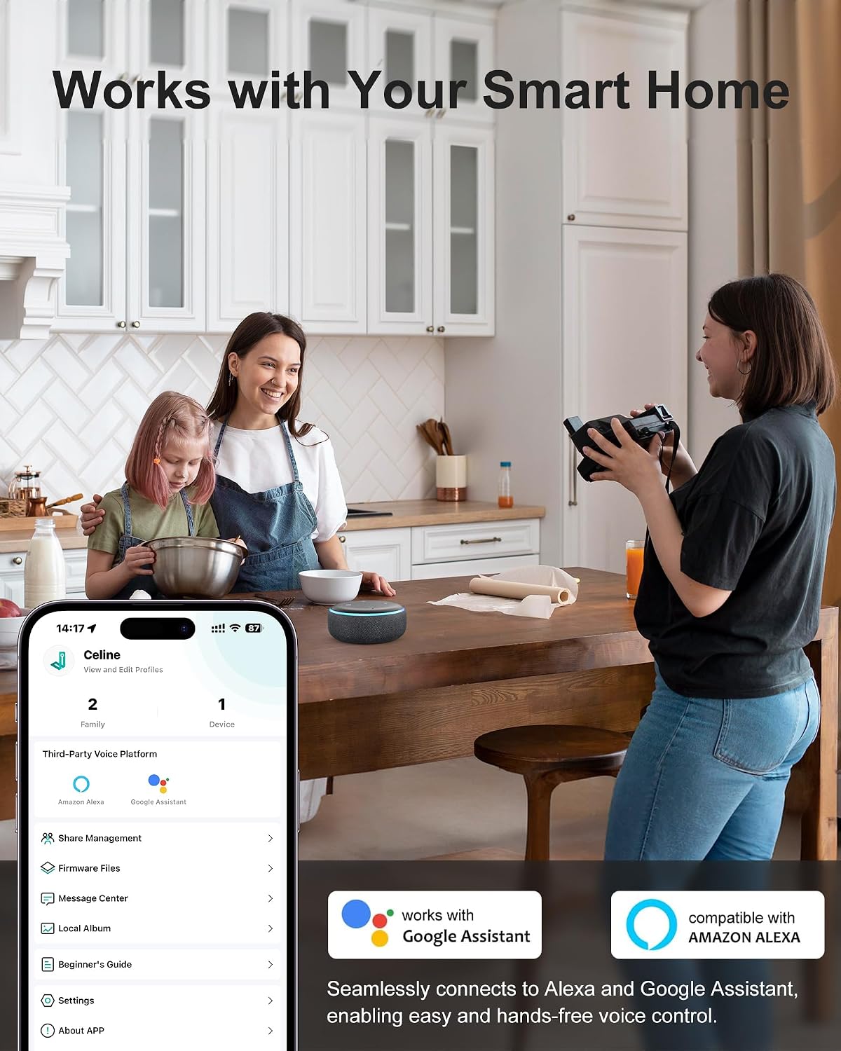 WiFi Smart Lock with Handleset, Built-in WiFi Door Lock, Keyless Entry Deadbolt for Front Door, Fingerprint, App & Remote Control, Compatible with Alexa & Google Assistant, Auto Locking