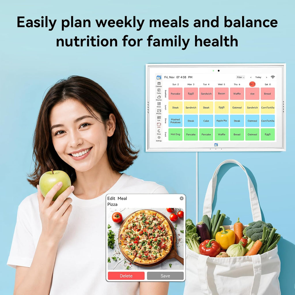 Missfly 15.6 Inch Smart Digital Wall Calendar with Touch Screen, One-Touch Video Call & AI Voice Control, Syncs with Google & Apple Calendar, Easy Operation Daily Planner, Practical Gift for Elderly Seniors & Parents
