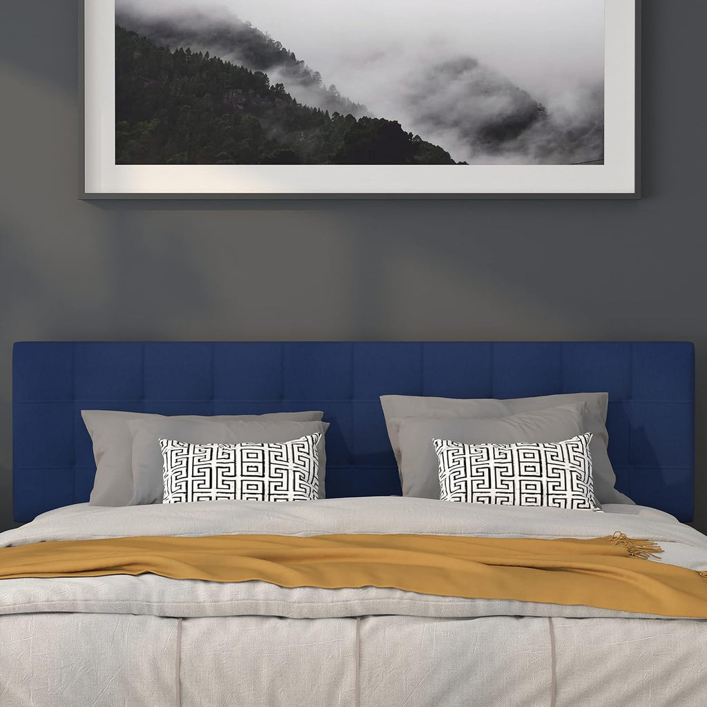 Flash Furniture Bedford Tufted Upholstered King Size Headboard in Navy Fabric
