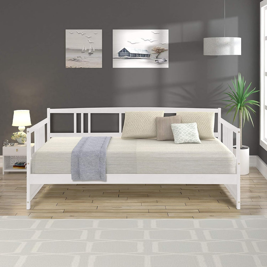 Harper & Bright Designs Twin Daybed Frame, Solid Wood Daybed Frame,No Box Spring Needed, White Daybed