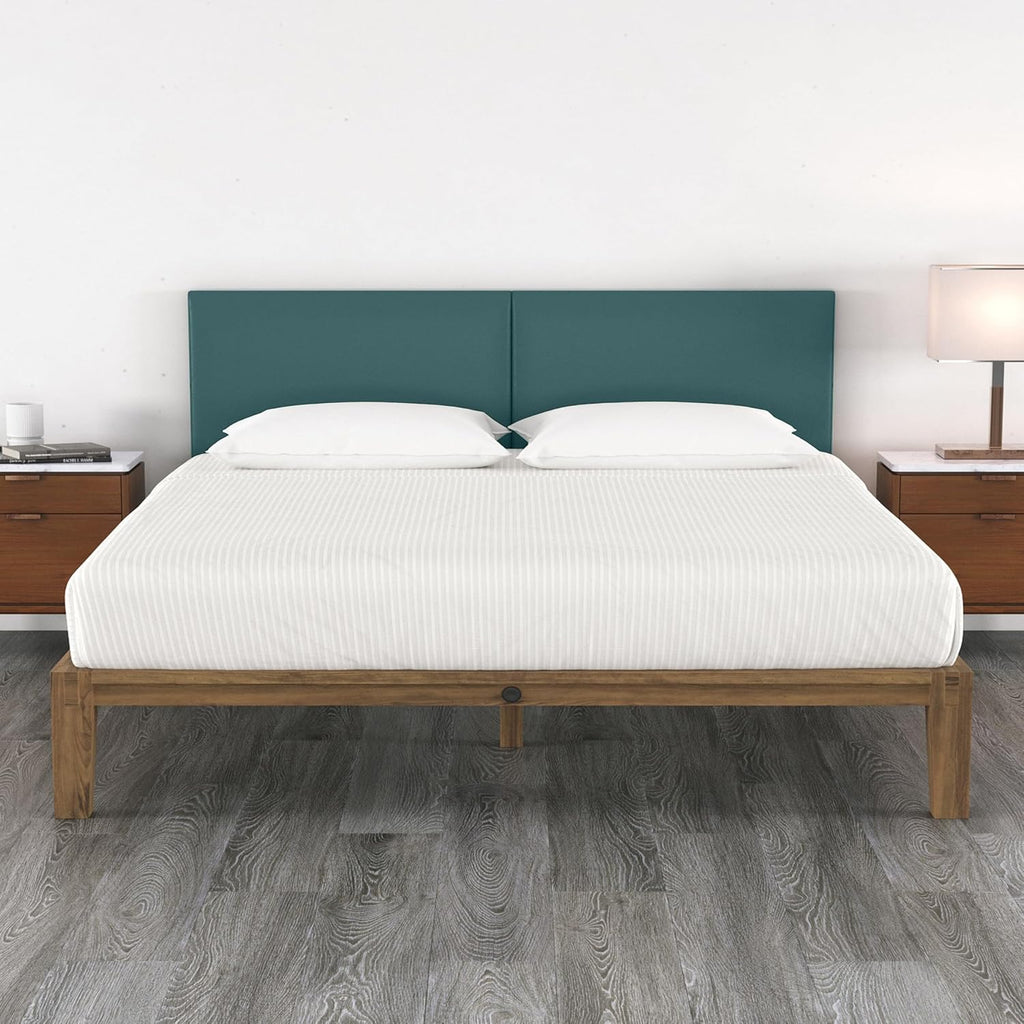 Jaxx Panelist Modern Padded Headboard- Set of 2 Wall Mounted Panels (Each 22.5' x 30')- Queen Double Tall, Vegan Leather, Genesis Green