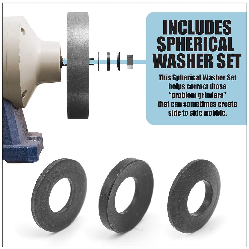 Peachtree Woodworking Supply Savannah 80 Grit 8 inch x 1½ inch Steel CBN Grinding Wheel with a 5/8 inch Bore and a 3 Piece Spherical Washer Set