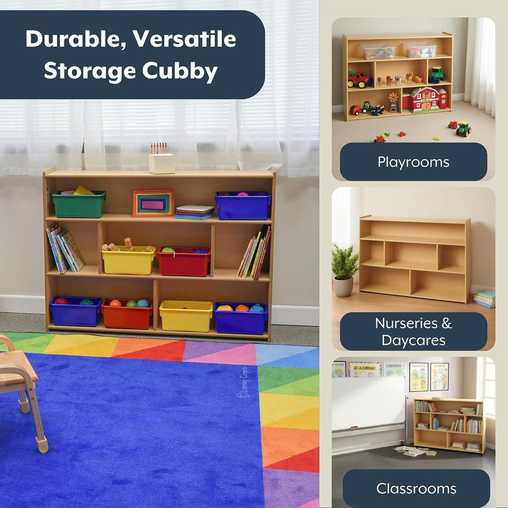 Children's Factory Value Line 3 Shelf Storage, 48' L x 36' H, Kids Bookshelf, Nursery Book Shelves for Classrooms, Playrooms, and Montessori Schools, Natural