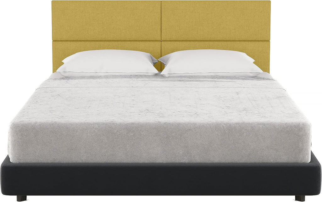 Jaxx Panelist Modern Padded Headboard – Set of 4 Wall Mounted Panels (Each 11.25' x 30') - Queen, Amber Gold Microvelvet