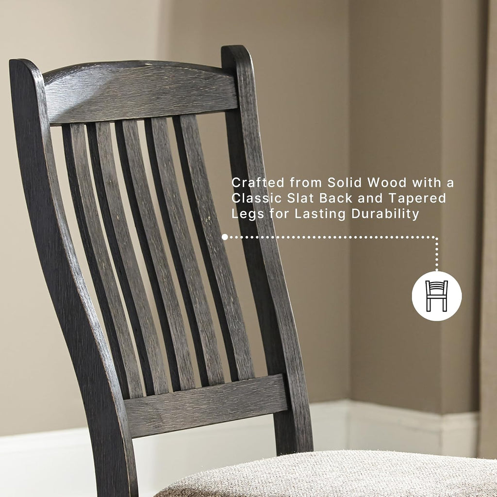 Signature Design by Ashley Tyler Creek Dining Room Upholstered Side Chair, 2 Count, Solid Wood, 19.25' H, Black and Grayish Black