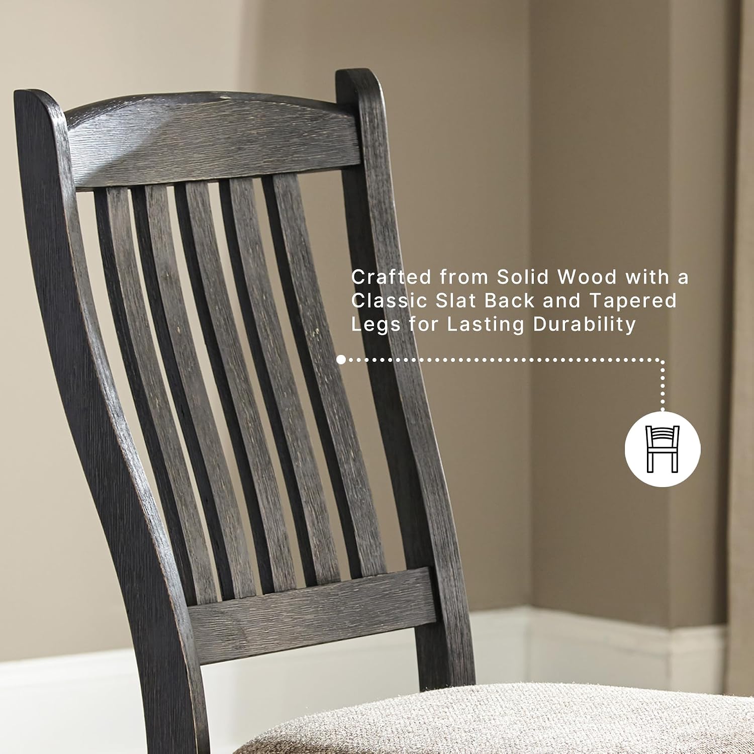 Signature Design by Ashley Tyler Creek Dining Room Upholstered Side Chair, 2 Count, Solid Wood, 19.25' H, Black and Grayish Black
