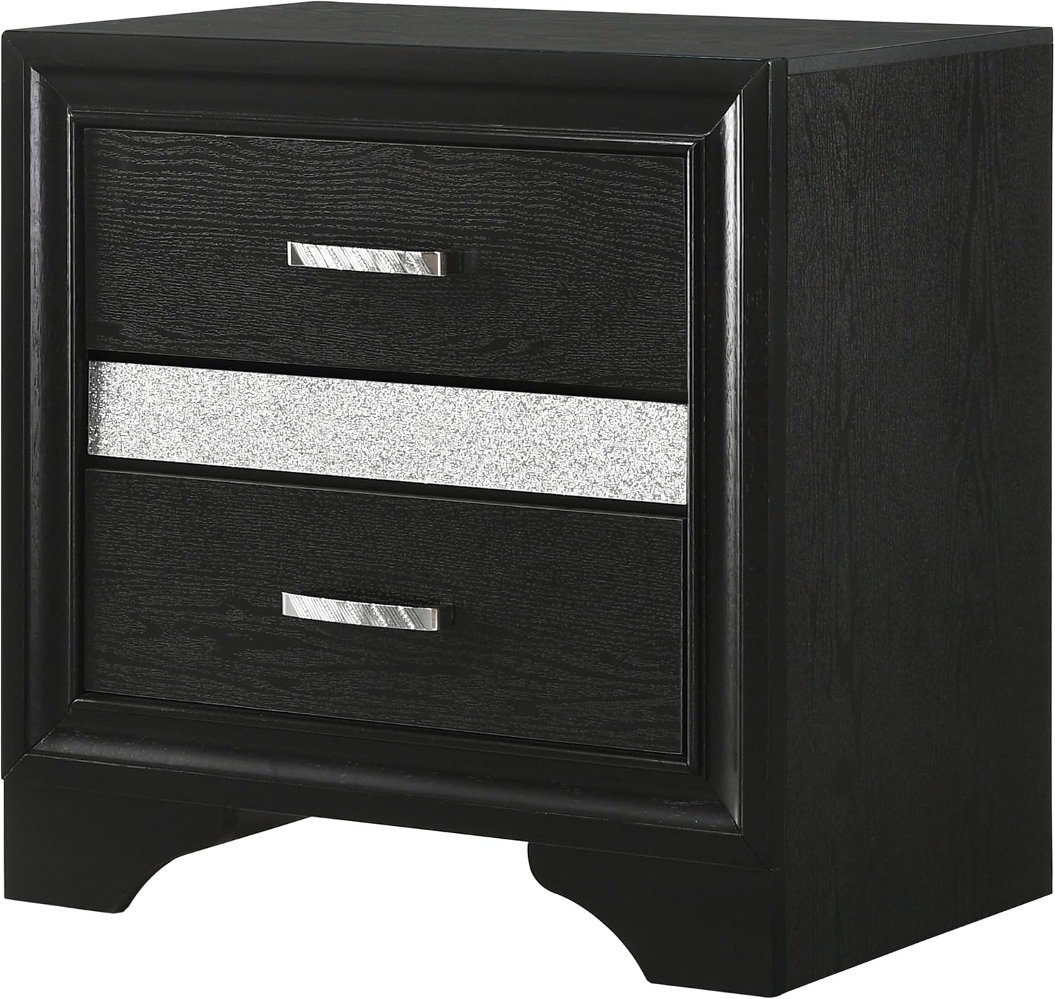 Coaster Home Furnishings Miranda Contemporary Engineered Wood 2-Drawer Bedroom Nightstand Bedside Table Organizer Unit Black 206362
