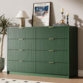 MAISONARIA Green Dresser for Bedroom, 8 Drawer Double Dresser, Modern Chest of Drawers for Bedroom, Living Room, Entryway and Closet, 55' L x 15.7' D x 37.4' H