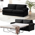 Reversible Sleeper Sofa Bed with Comfortable Memory Foam Mattress, Convertible Corduroy Full Size Pull Out Couch for Living Room, Space Saving Furniture, 76' Wide, Rounded Arms, Black