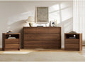 3 Pieces Bedroom Set, 55 Inch Width 7-Drawer Dresser & 2-Drawer Nightstands Set of 2,Nightstand with USB Nightstand with USB&Type C Charging Station&Outlets,Modern Design for Bedroom, Walnut