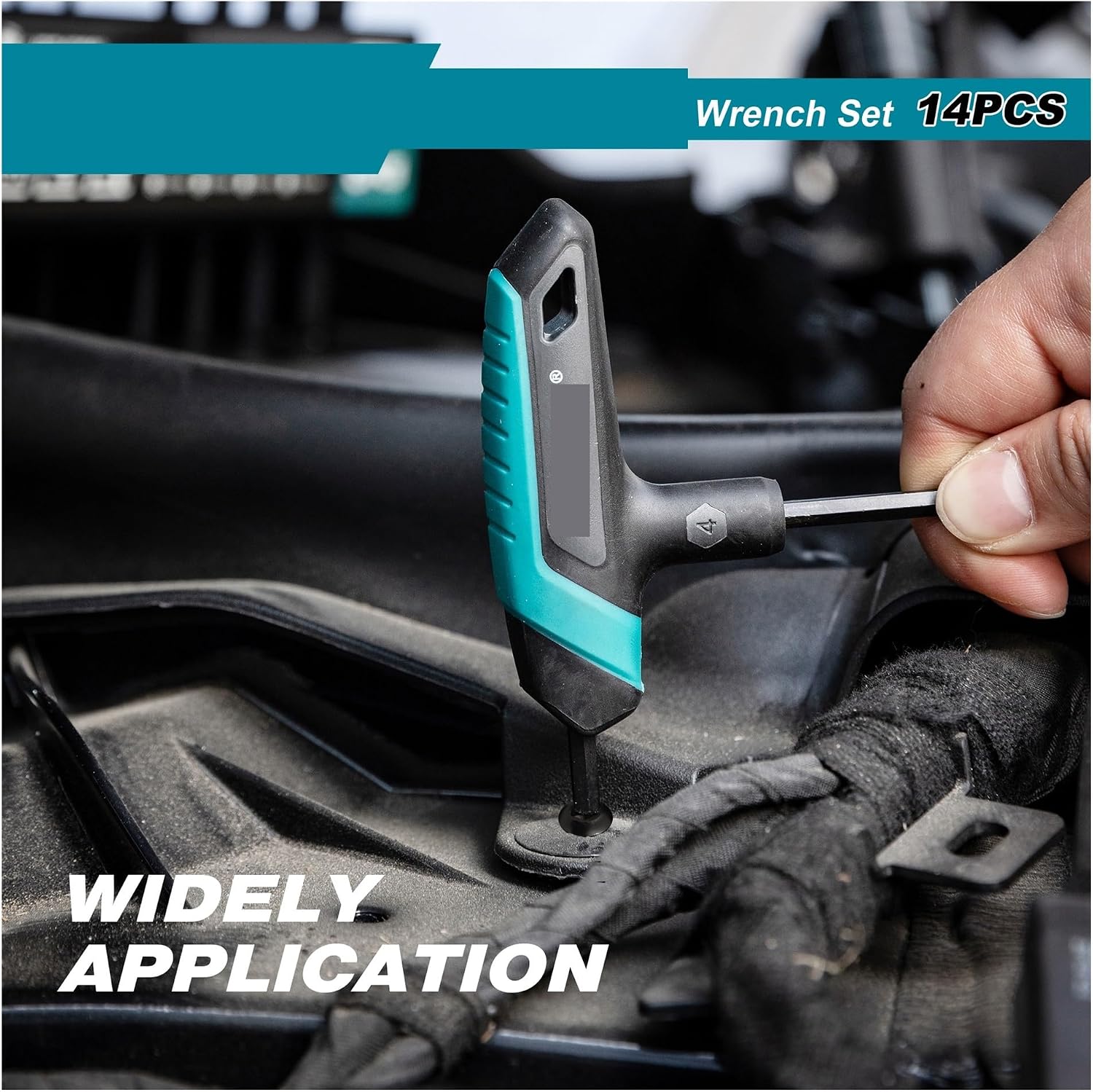 14pcs T-handle Wrench Kit Metric 2.5-10mm & SAE 1/8''-3/8'' Hex Key Long Hex Key Wrench Auto Bike Repair Tools