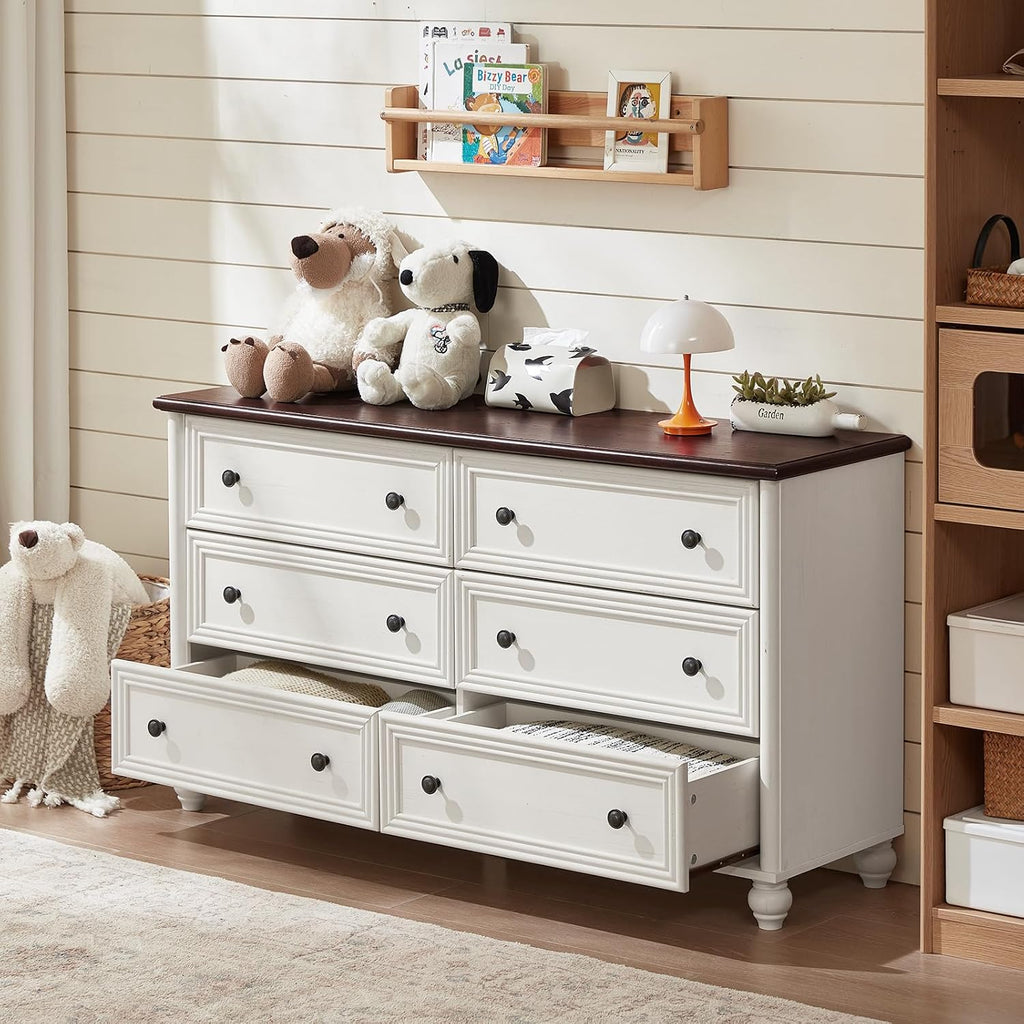 Farmhouse Dressers & Night Stand Set of 4, Wood 54' Wide Dresser & 43.5'Tall Chest of Drawers, 18' with Charging Station Nightstand Set of 2, Bedroom Furniture Dresser Set for Home Living Room Hallway