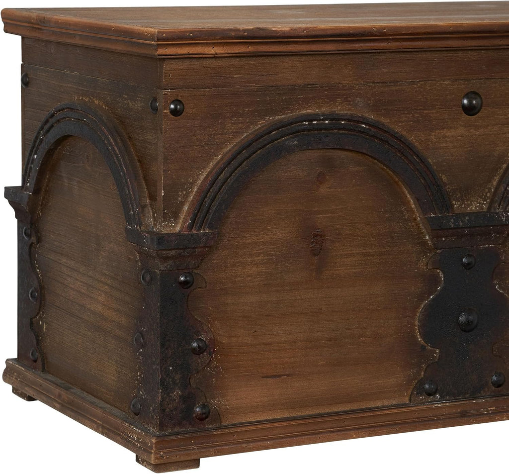 Household Essentials Wooden Arch Trunk Storage Chest, Small, Brown