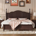 JIVOIT Wood Queen Bed Frame with Headboard and Footboard, Retro Style Platform Bed with Wooden Slat Support, Solid Wood Foundation, Queen Size Wooden Bed Frame (Dark Walnut, Queen Bed, 1)