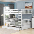 SOFTSEA Full Over Full Bunk Bed with Drawers and Built-in Ladder, No Box Spring Needed