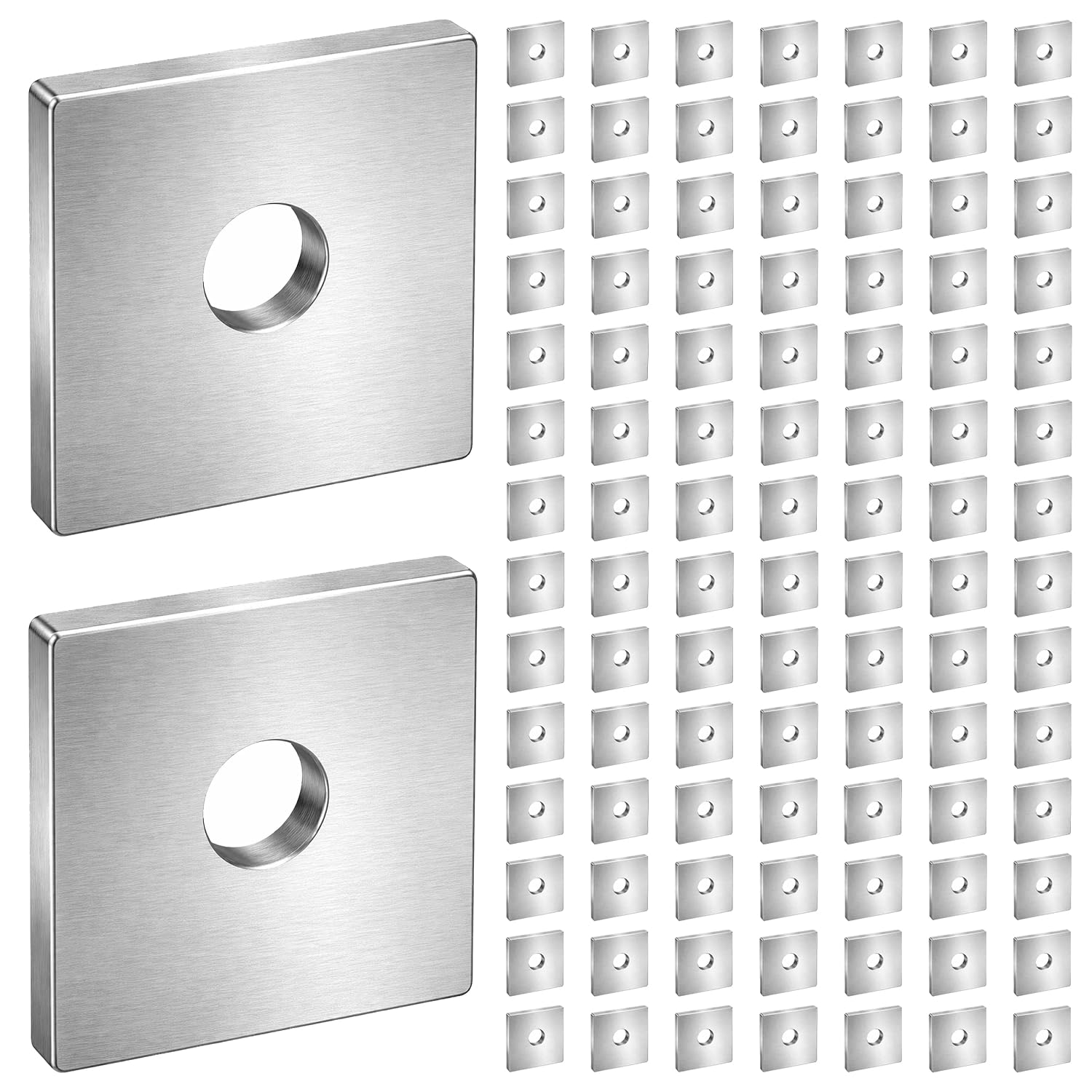 OHLECTRIC 3/8 Inch Bolt Square Strut Washer (100 Pack) Heavy Duty 1-5/8' Square, 1/4' Thick Strut Channel Washer - Zinc Plated - Corrosion Resistant Hardware for Threaded Rod