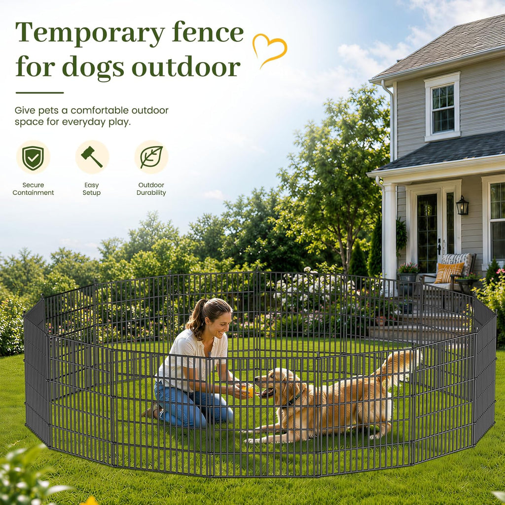 No-Dig Decorative Outdoor Garden Fence for Yard, Animal Barrier Fencing for Dog | Rustproof Metal Temporary Fence for Patio, Pet and Flower Bed | 48in (H) x 23.6ft(L), 10 Panels