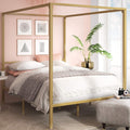 Zinus Patricia Gold Metal Canopy Platform Bed Frame, Mattress Foundation with Steel Slat Support, No Box Spring Needed, Easy Assembly, Queen