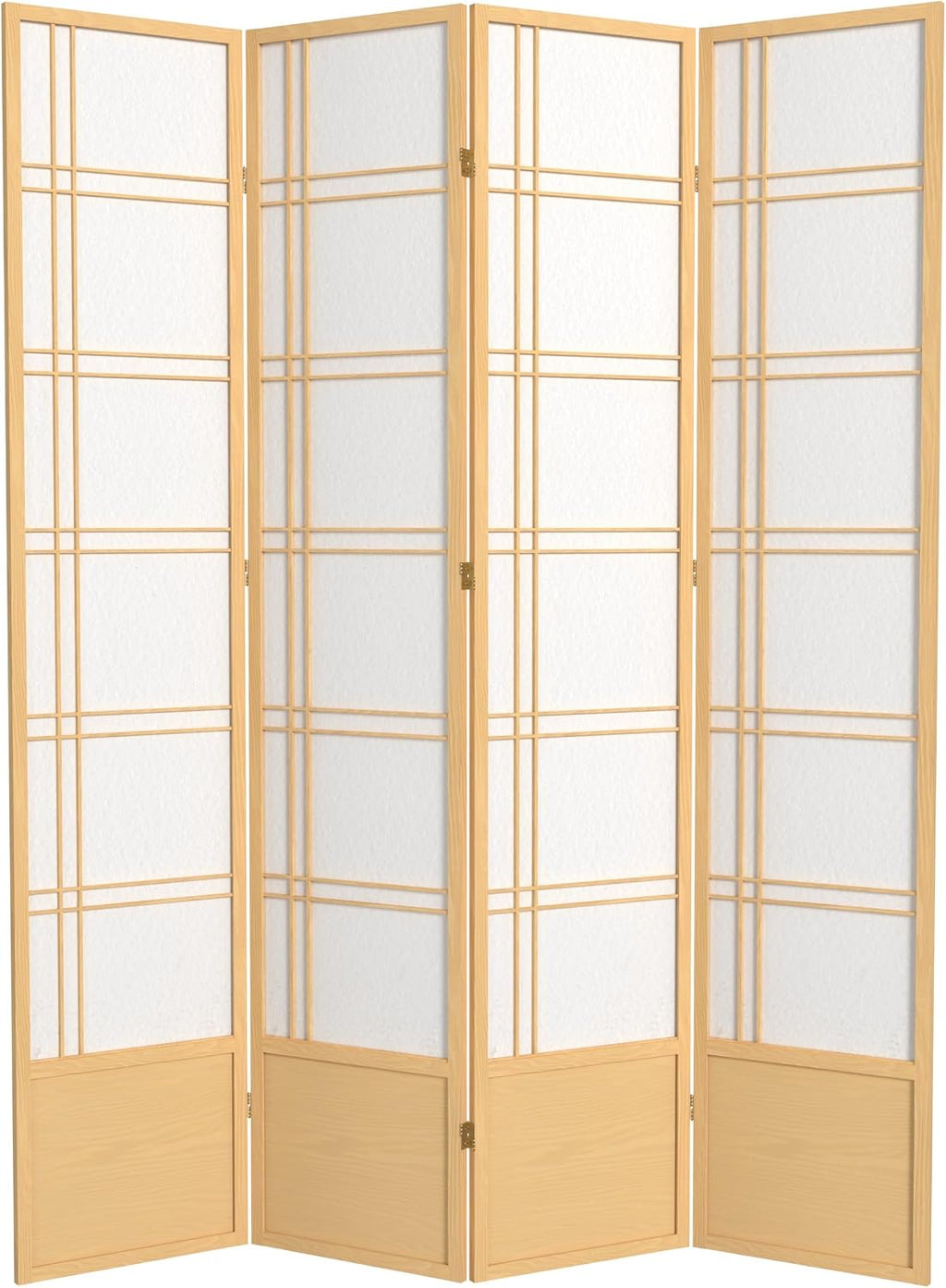 Oriental Furniture 7 ft. Tall Double Cross Shoji Screen - Natural - 4 Panels