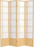 Oriental Furniture 7 ft. Tall Double Cross Shoji Screen - Natural - 4 Panels