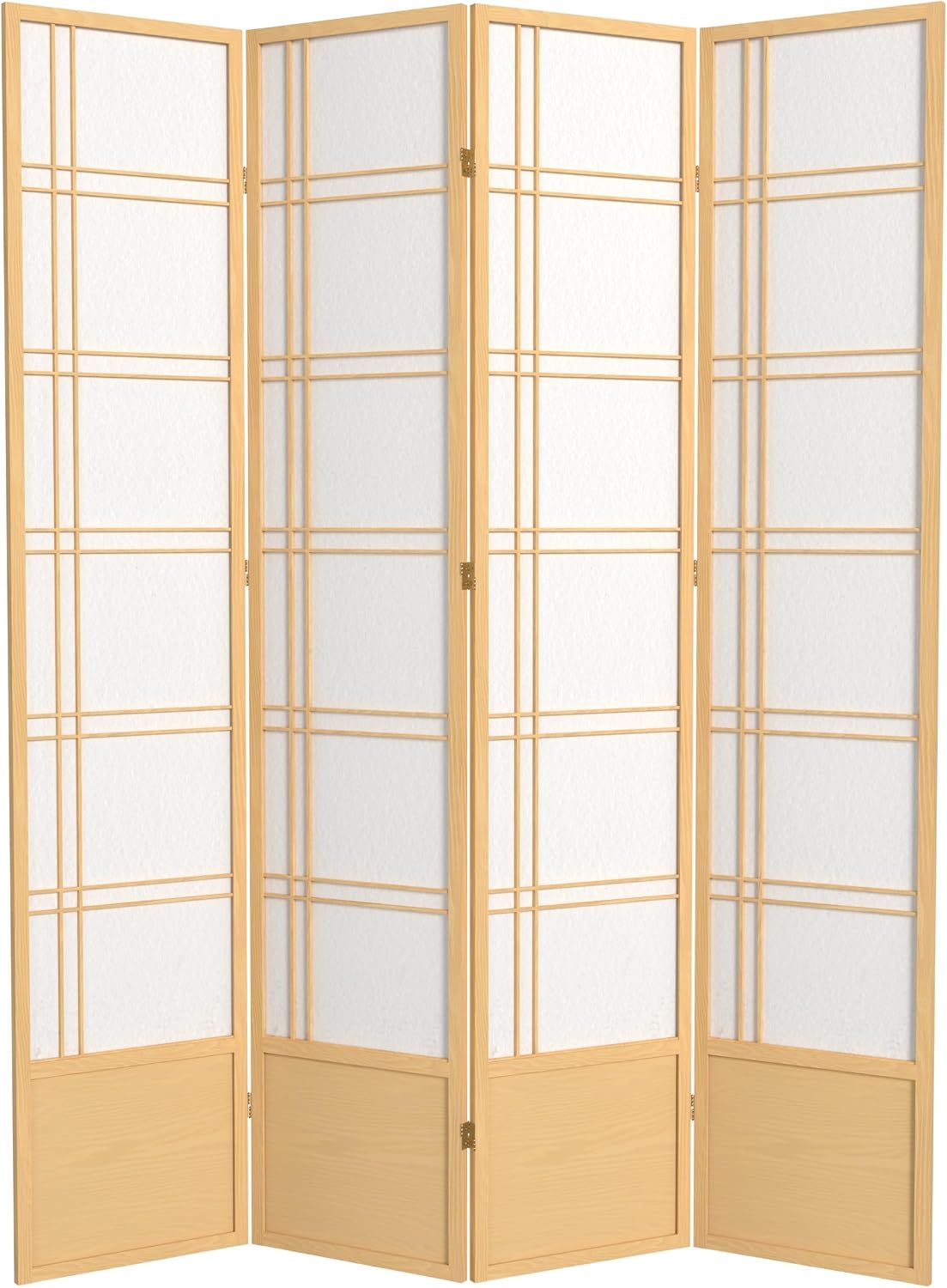 Oriental Furniture 7 ft. Tall Double Cross Shoji Screen - Natural - 4 Panels
