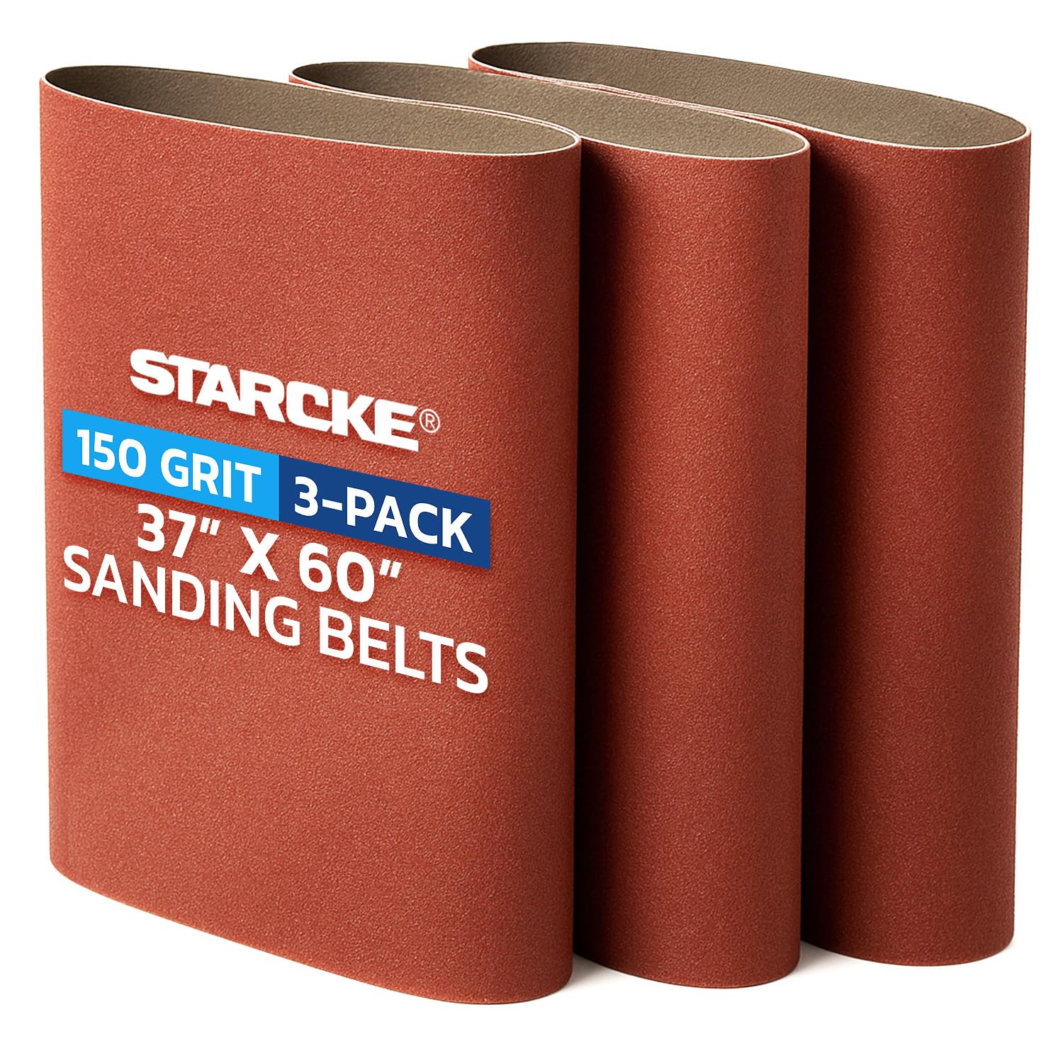37 x 60 Inch Sanding Belts - 150 Grit Aluminum Oxide Belt Sanders for Woodworking and Metal, German Quality Heavy Duty Cloth Belt Sanding with Smooth Running Joint, Wide Sander Belts - 3 Pack