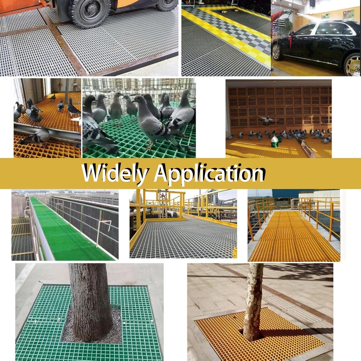 2.6ft*2.6ft Fiberglass Grating 1.5'' Thickness Yellow Car Wash Grille Square FRP Floor Grid for Floors Outdoor Drain Cover (1 PC)