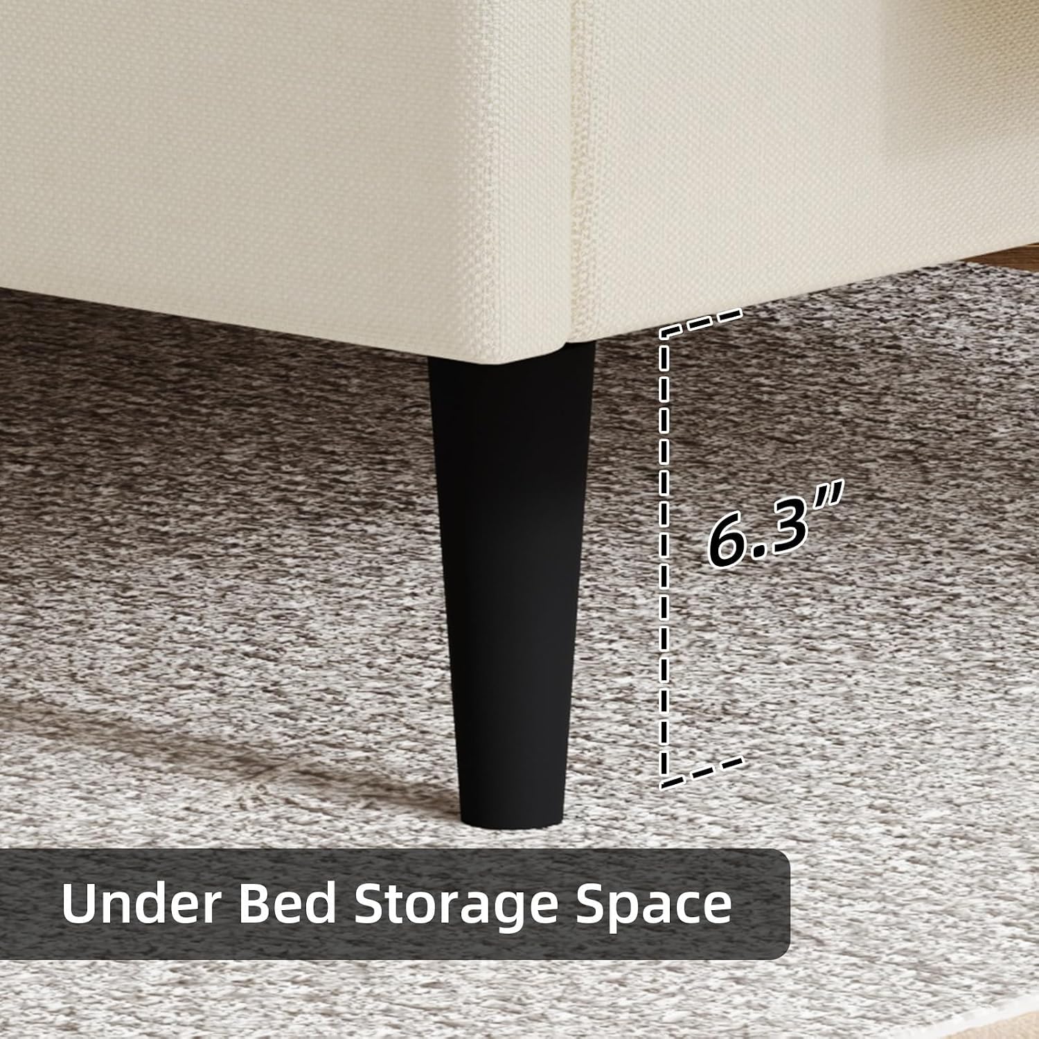 HOMBCK King Size Bed Frame, Linen Fabric Upholstered Bed Frame King Size with Headboard, Wood Slats Support, Button Tufted Design, No Box Spring Needed, Cream