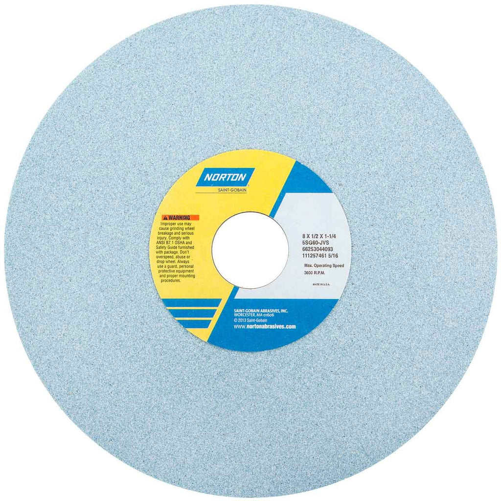Norton 5SG46-IVS Type 01 Vitrified Straight Toolroom Grinding Wheel, Ceramic Alumina, 8' Diameter x 1/2' Width, 1-1/4' Arbor, 46 Grit, Grade I, Blue (Pack of 1)