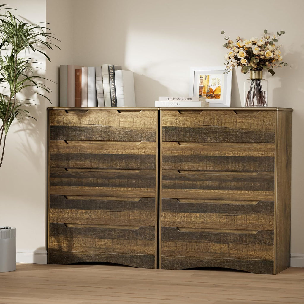 Gizoon 6 Drawer Dresser, Chest of Drawers with Large Storage, Light Brown Dressers for Bedroom, Tall Dresser and Organizer with Anti-Tripping, Wooden Cabinet for Office, Living Room, Entryway