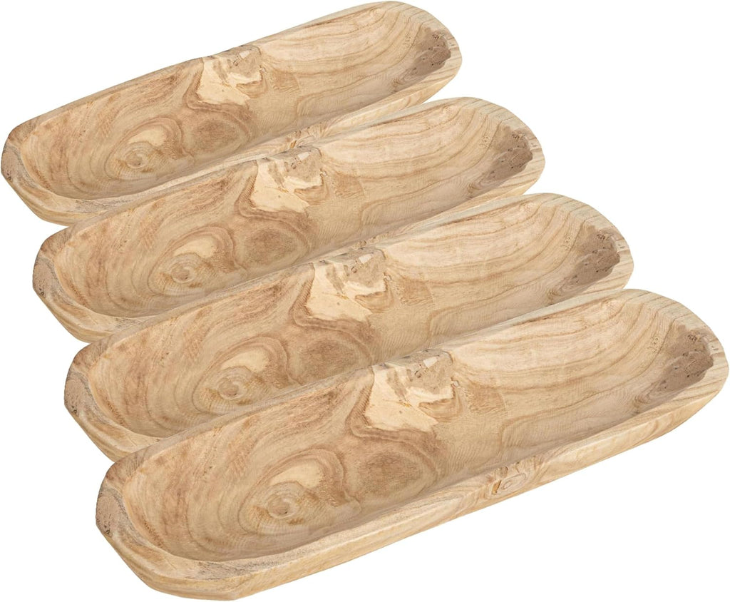 Creative Co-Op Paulownia Wood Oval Bowl | Brown | 22.75' L x 6' W x 3.25' H | (Pack of 4)