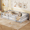 Modern Classic Full Size Bed Frame with Fence, Sturdy Wood Montessori Floor Bed for s, Boys, Girls, Dorm, Bedroom, House, Easy to Assemble, Noise-Free Design, No Box Spring Needed,Grey-TWI