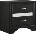 Coaster Home Furnishings Miranda Contemporary Engineered Wood 2-Drawer Bedroom Nightstand Bedside Table Organizer Unit Black 206362